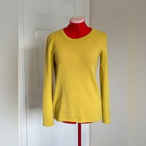 J. Crew 100% Cashmere Pullover Sweater Mustard Yellow/Gilded Green Color Sz S-M